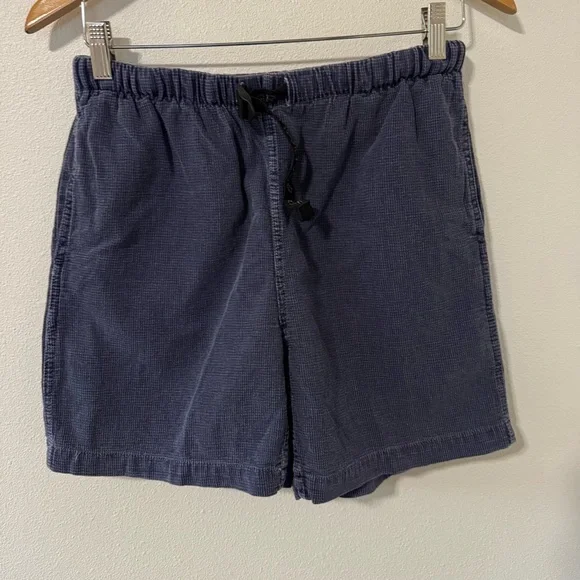 Vintage Gramicci Belted Ripstop Cotton Twill Shorts Blue Pull On Pockets-Medium - Picture 1 of 8